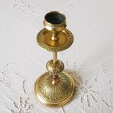 Bougeoir ancien en laiton, forme flambeau, élégance classique