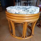 2 poufs en rotin vintage des années 70-80