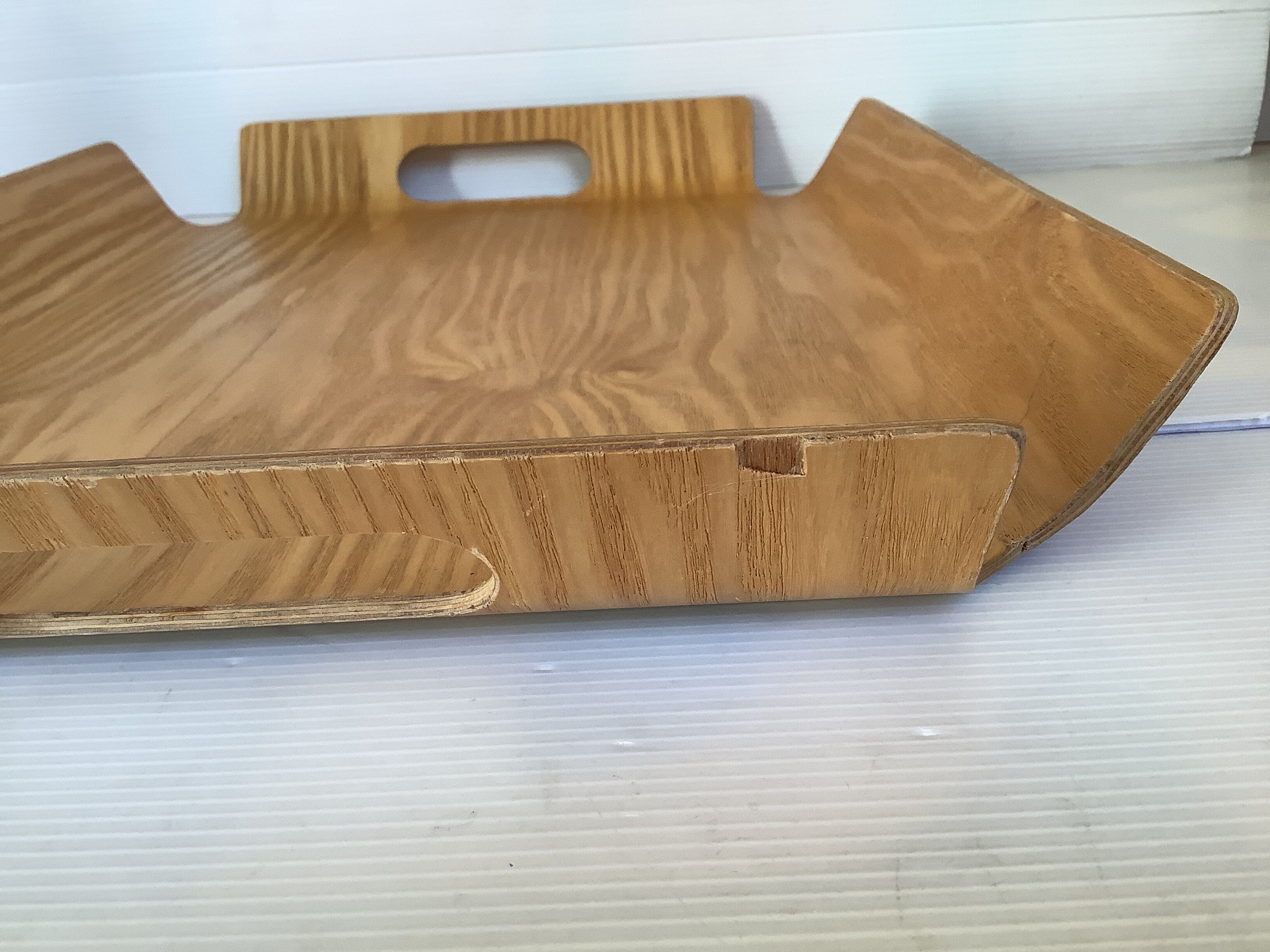 Curved wooden tray