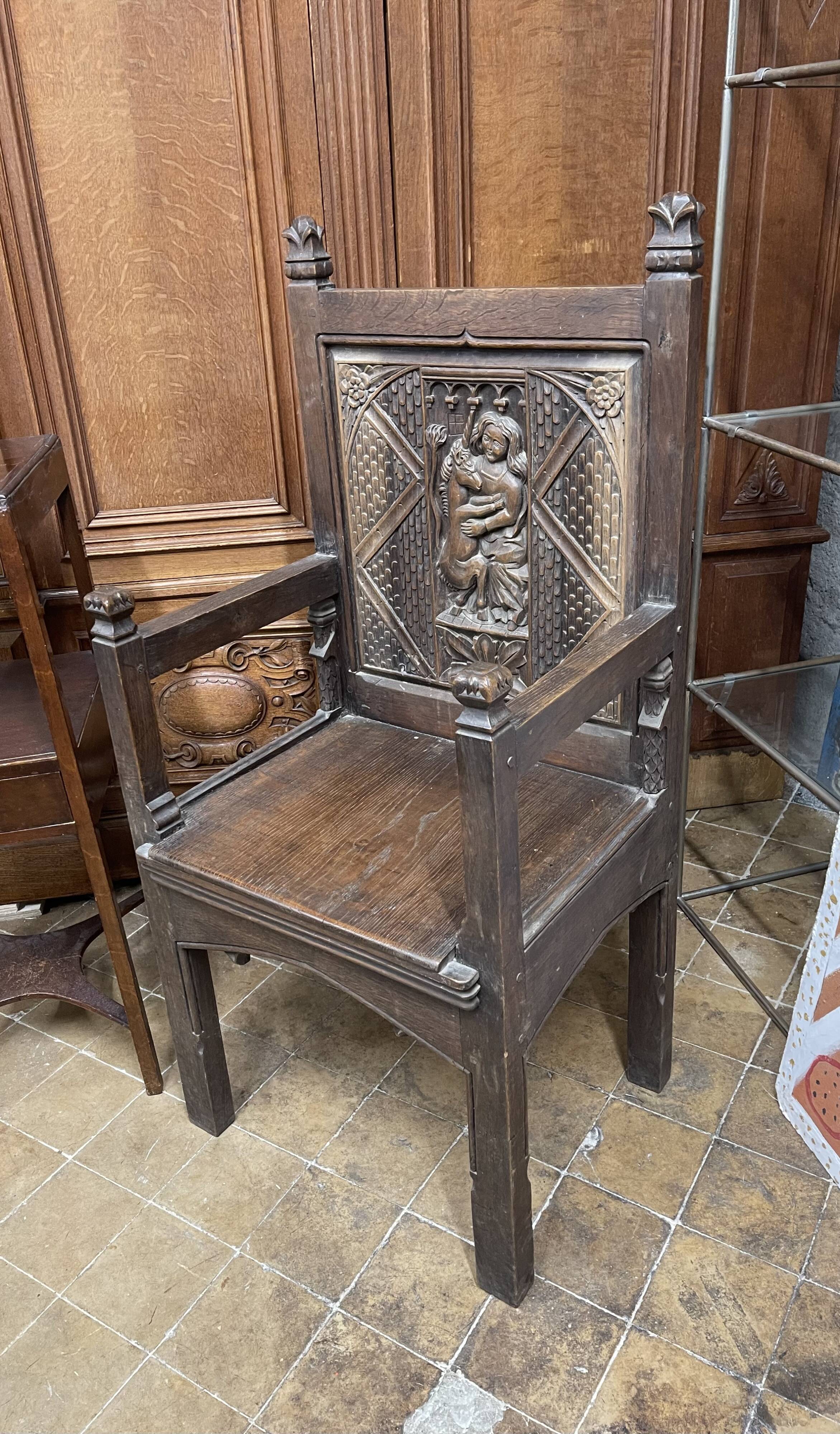 Large solid wood chair in Gothic style