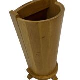 Vintage umbrella holder in oak basket storage design of the 1960s minimalist design
