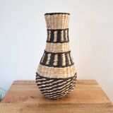 Vintage Handwoven Vase, Grass Home Decor, Straw Interior Design, Handmade