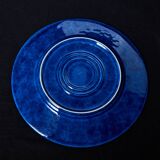 Grand plat décoratif bleu "Oiseaux" – signé Molin