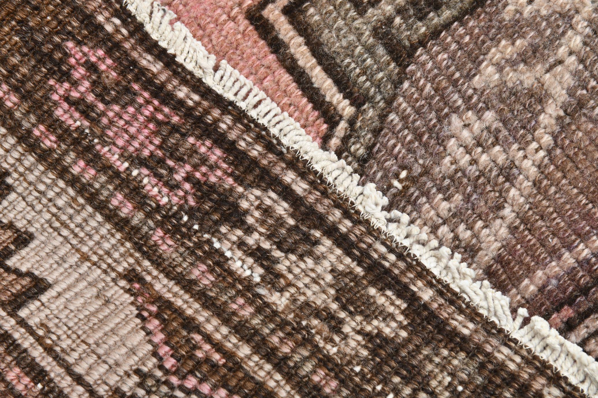 2x3 Brown & Pink Small Size Vintage Rug 52x80Cm