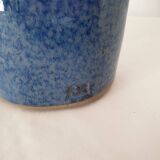 Ceramic vase with blue glaze 25cm Signed Jean Cacheleux Puisaye