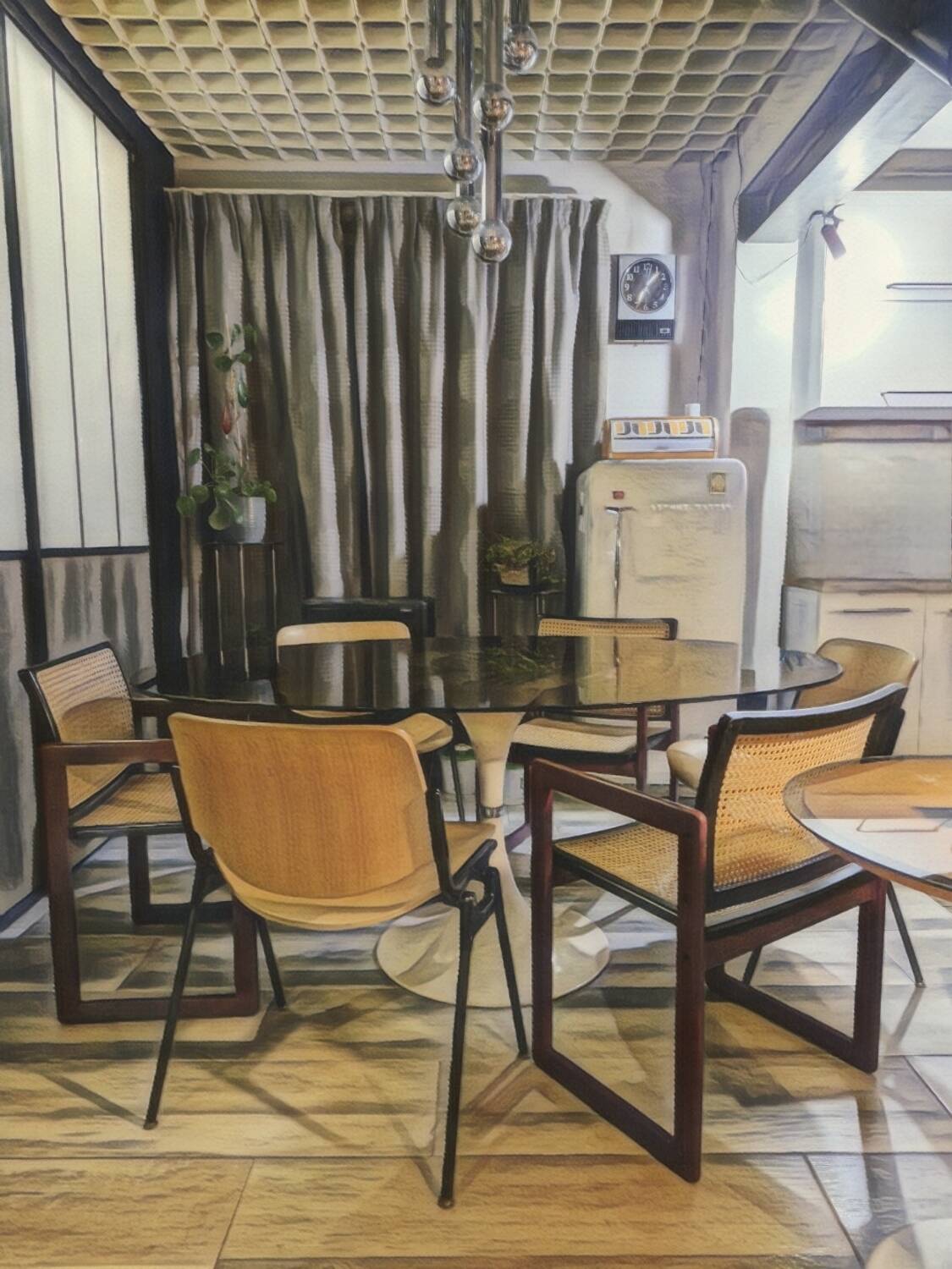 Pascal Mourgue rare set of 3 caned sleigh armchairs in lacquered wood for vintage 80s triconfort