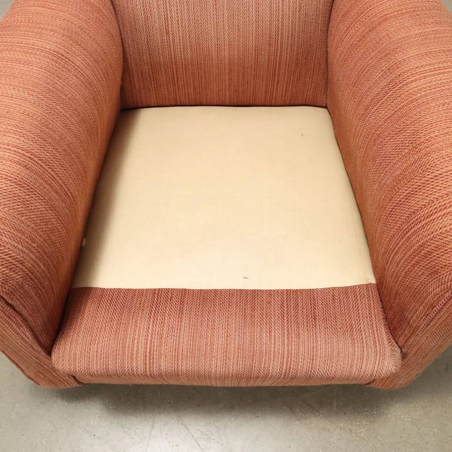 Vintage bergère armchair in wood and fabric, Italy, 1950s-1960s