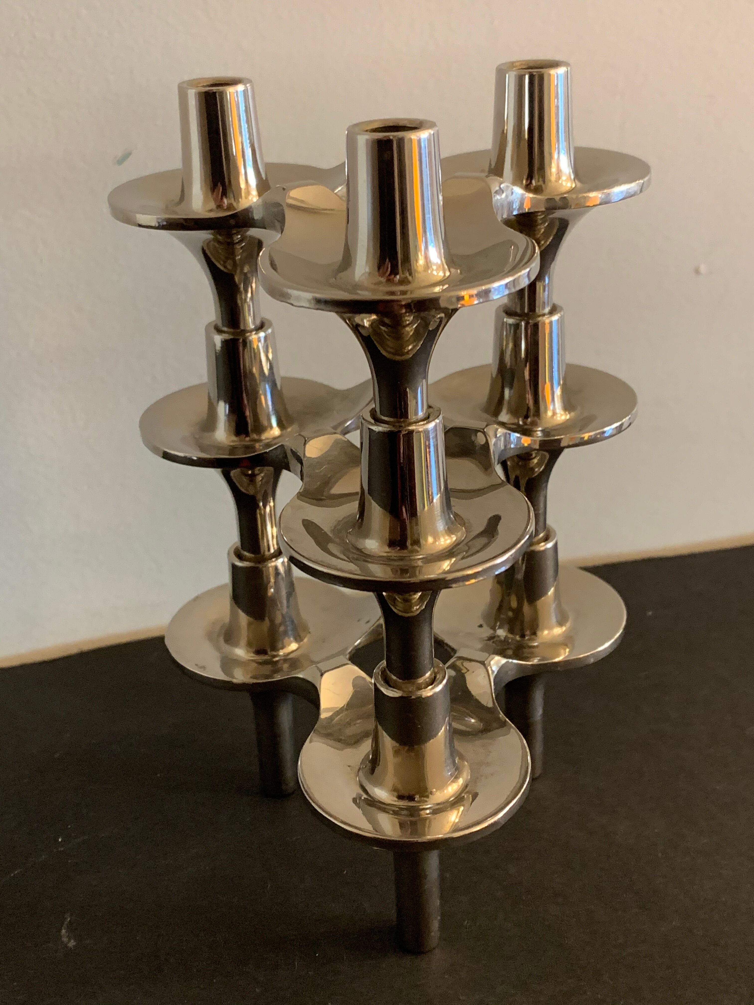 3 metal candlesticks 1970
