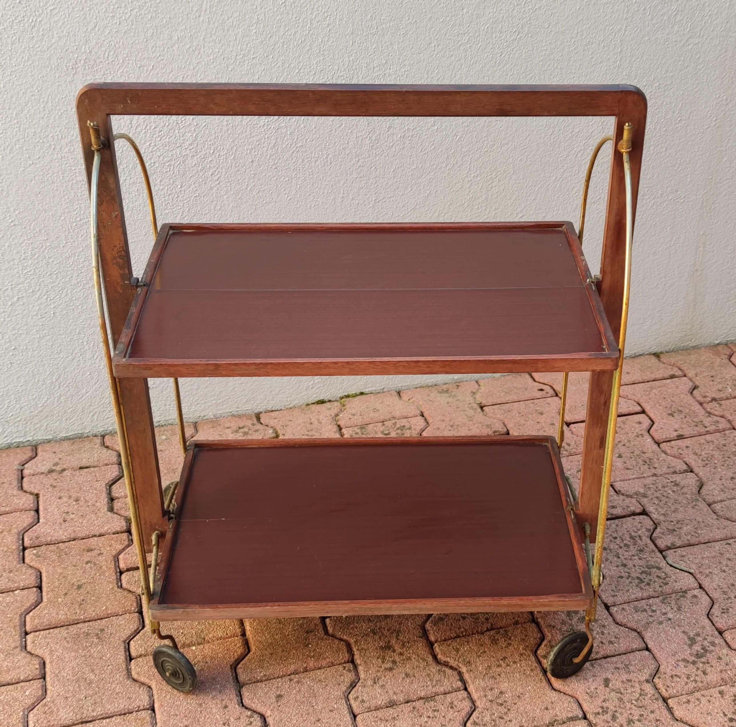 Folding side table with wheels