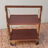 Folding side table with wheels