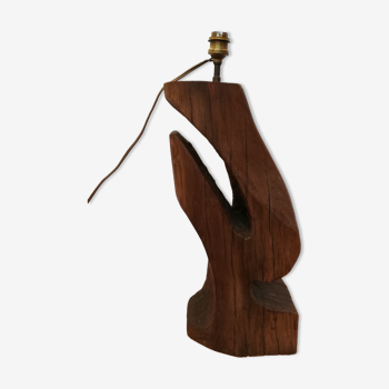 Lampe de sol en bois massif sculpté années 50