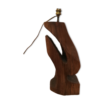 Lampe de sol en bois massif sculpté années 50
