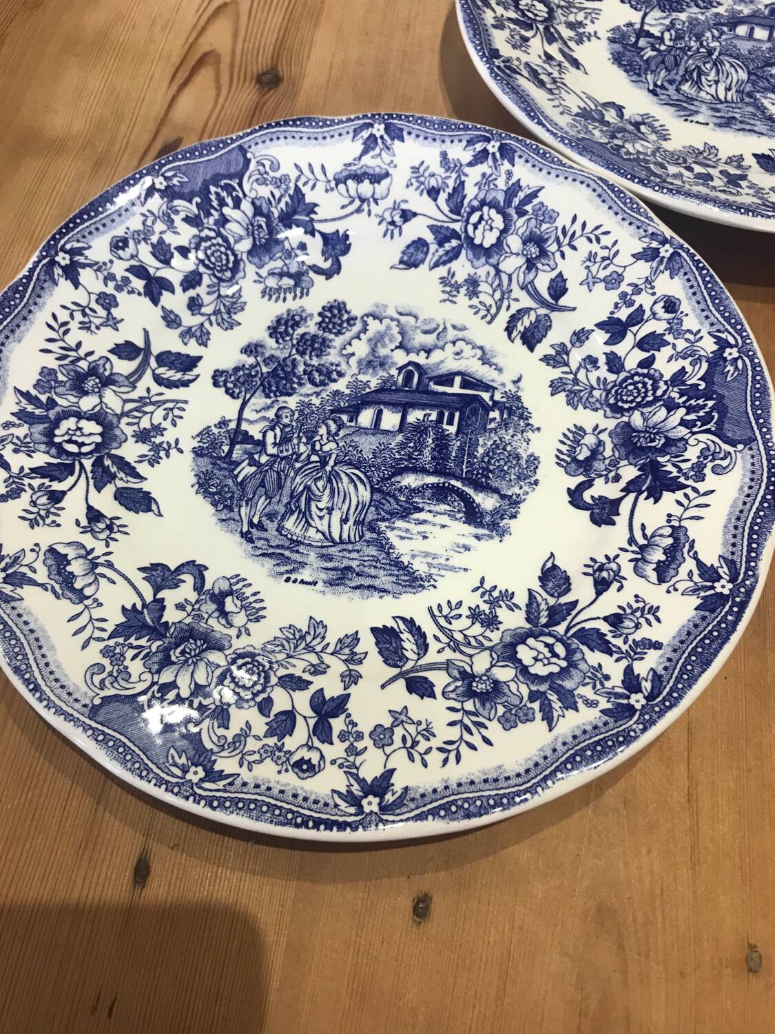 Set of 2 landscape and blue flower plates Promogros