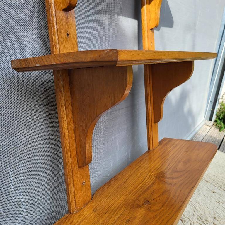 3-shelf oak wall shelf