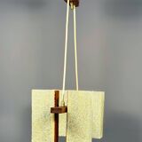 Scandinavian chandelier in solid teak with plexiglass resin shades – 1960s