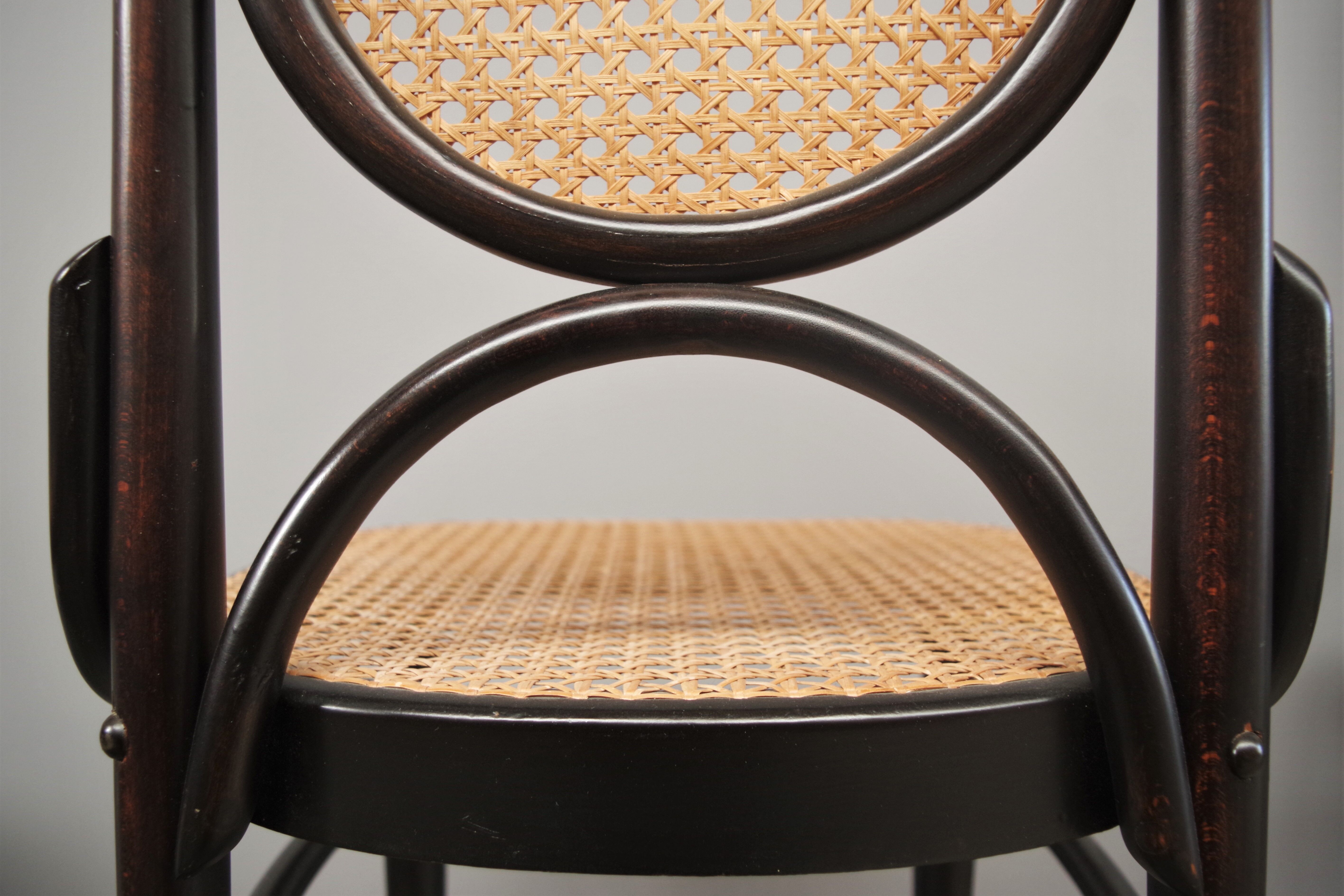 Chairs in curved beech and vienna straw, 1980s, set of 4