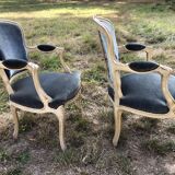 Pair of blue Louis XV style armchairs