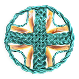 50s green braided barbotine fruit bowl