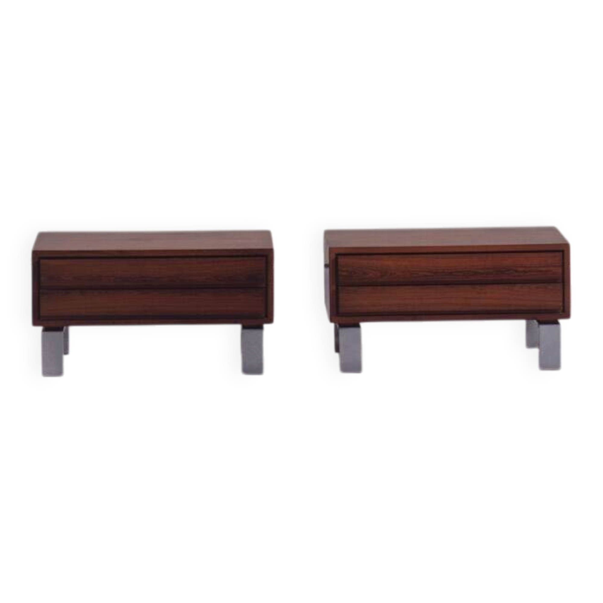 Vintage rosewood nightstands, Denmark, 1970s set of 2