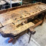 Solid oak carpenter's workbench
