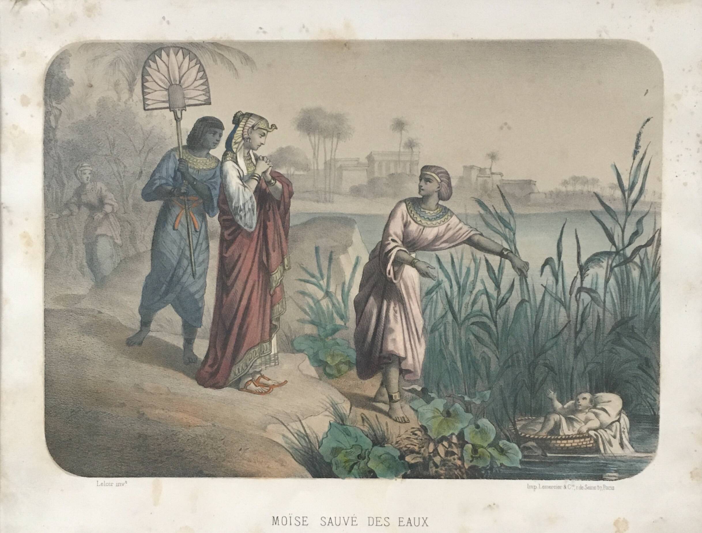 Illustration ancienne Moise sauvé des eaux