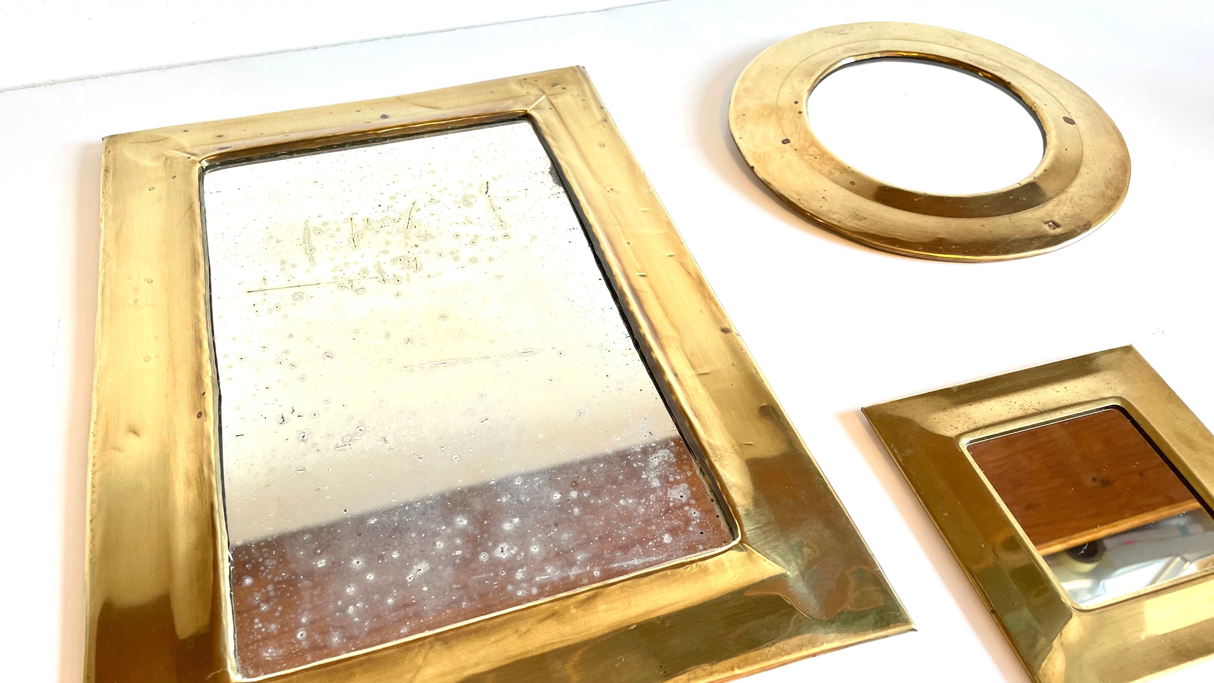 Trio de miroirs en laiton vintage