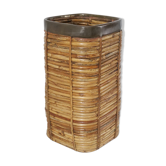 Italian style umbrella holder in rattan and brass 1970