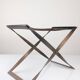 Folding Steel and Leather Stool, Denmark 1960s