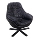 Draaibare zwart leren fauteuil H.W. Klein voor Bramin uit Denemarken
