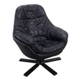 Fauteuil pivotante en cuir noir H.W. Klein pour Bramin du Danemark