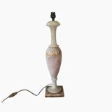 Pied de lampe en onyx rose et blanc