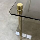 Smoked glass and gold metal side table from the 70s, end table