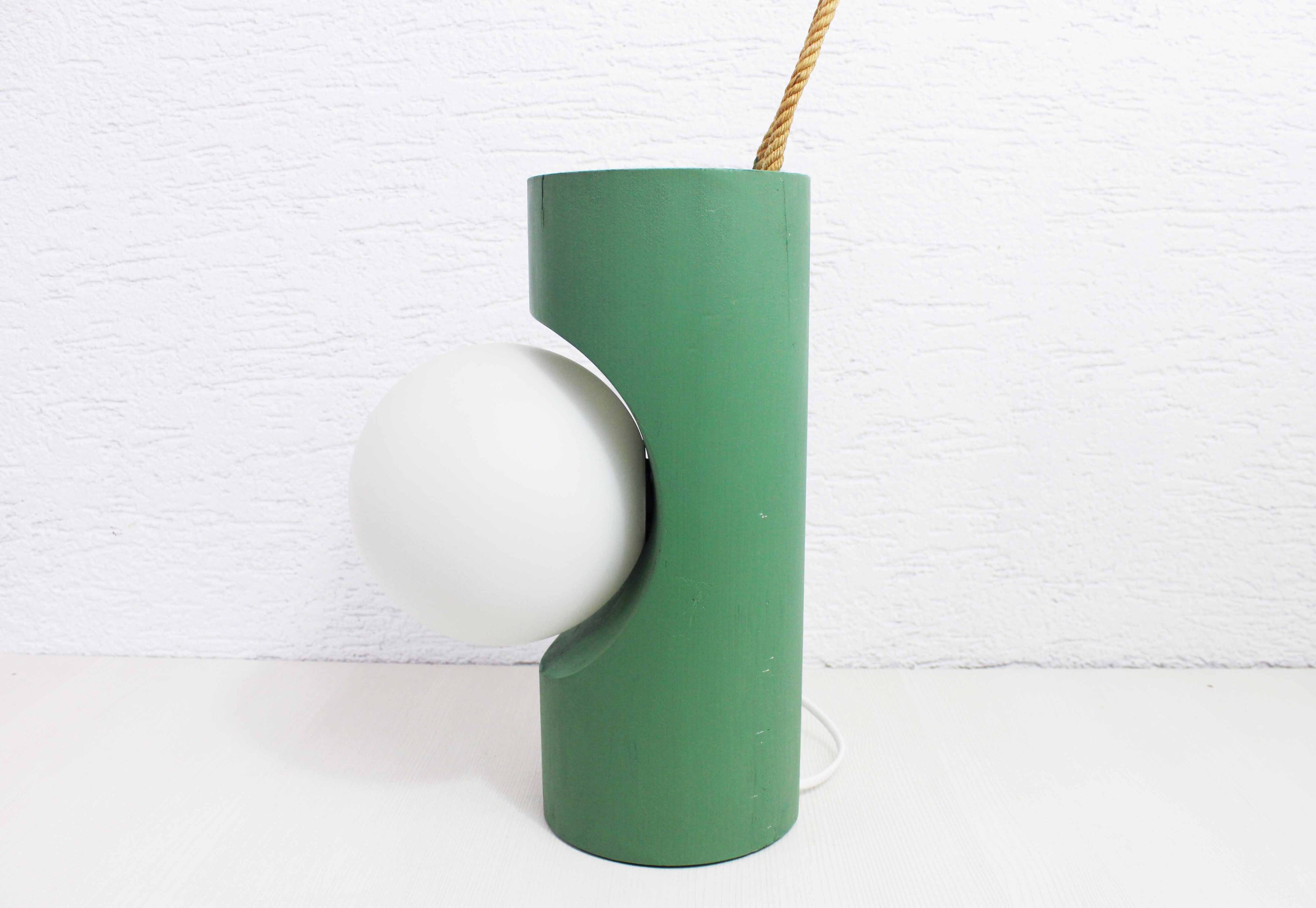 Table or hanging lamp, wood and glass, 1970