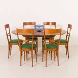 Scandinavian round teak table with hidden extension, 1970s