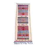 Moroccan kilim rug, handwoven Berber wool hallway rug.