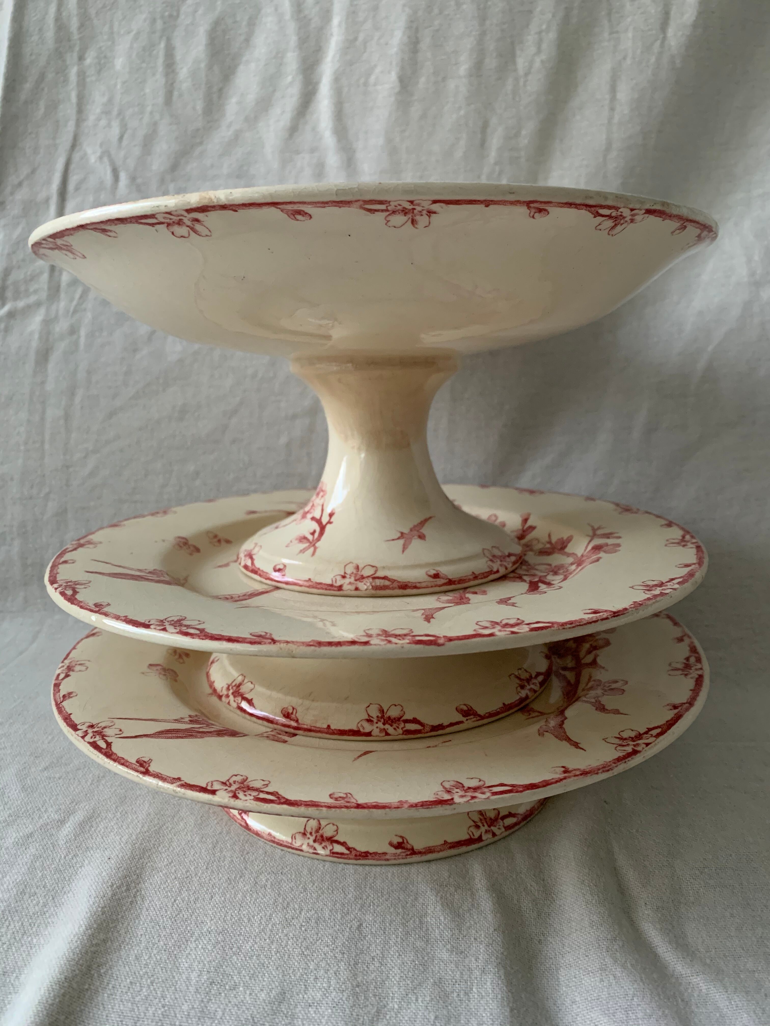 3 red compotiers Gien Iron Land The 20th century Martinets