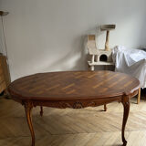 Louis XV style extendable oval wooden dining table