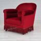 Fauteuil années 1950 design danois velours cerise