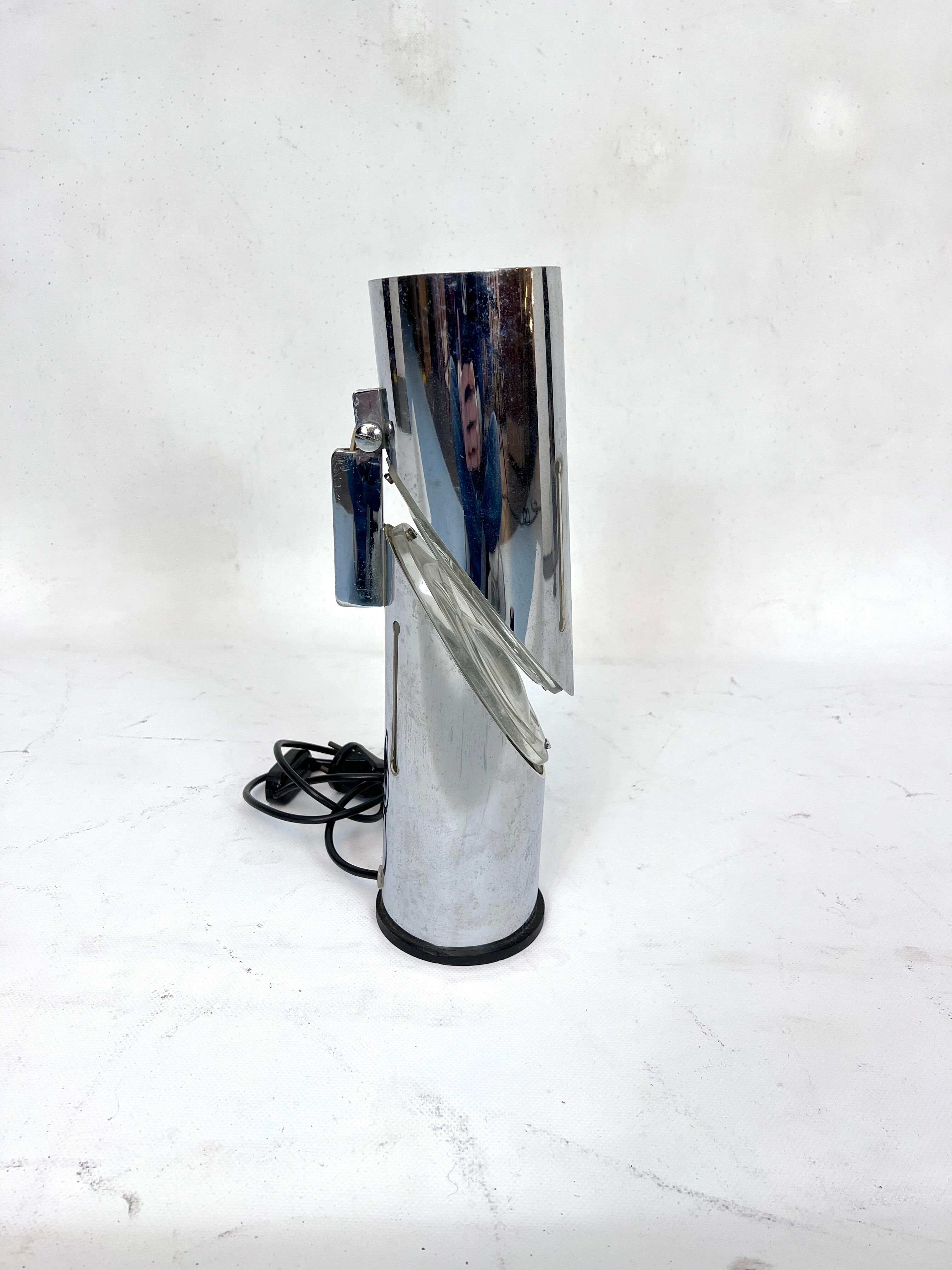 Modern chrome and glass table lamp by Stilkronen, Italy 1960s, Oscar Torlasco