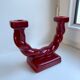 Bougeoir en céramique rouge bordeaux art déco années 30-40