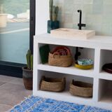 Recycled cotton handmade rug - Reversible - Blue