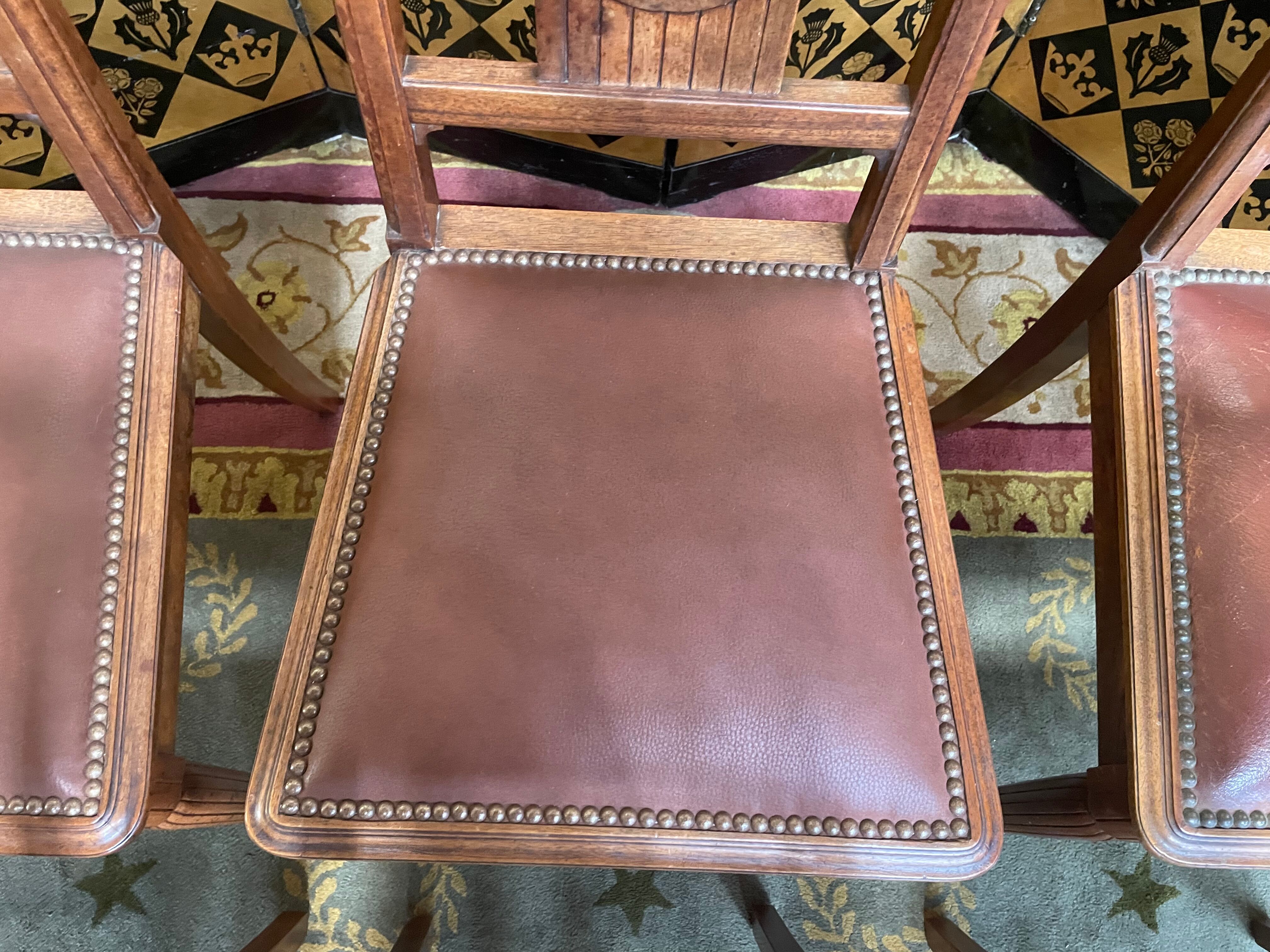 6 Art Deco period chairs in mahogany and leather