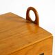 1950s ash wood sewing box, with a hinged top, multiple compartments