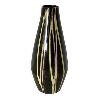 Vase à rayures en géocéramique VEB Georgenthal modèle 136, Allemagne de l'Est (RDA)