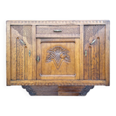 Art Deco buffet with marble top, antique china cabinet.