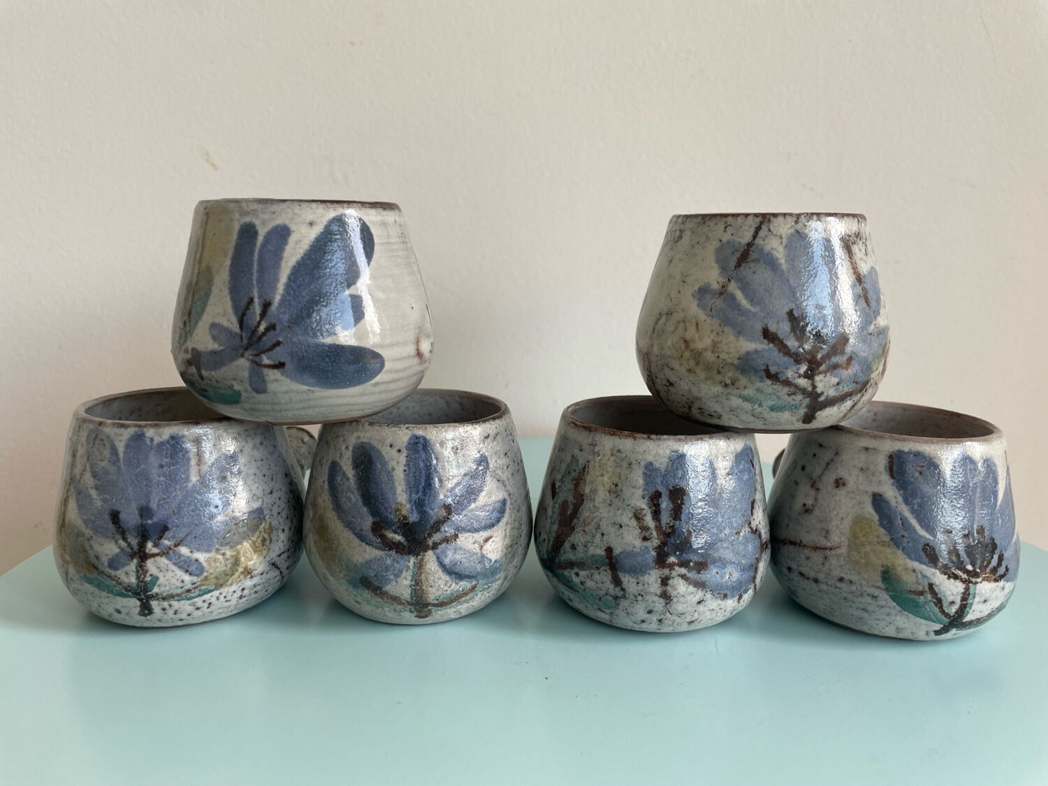 Service of 6 cups and saucers Gustave Reynaud – The Mulberry – Vallauri