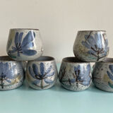 Service of 6 cups and saucers Gustave Reynaud – The Mulberry – Vallauri