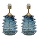 Pair of Blue Rostrato Murano Glass Table Lamps