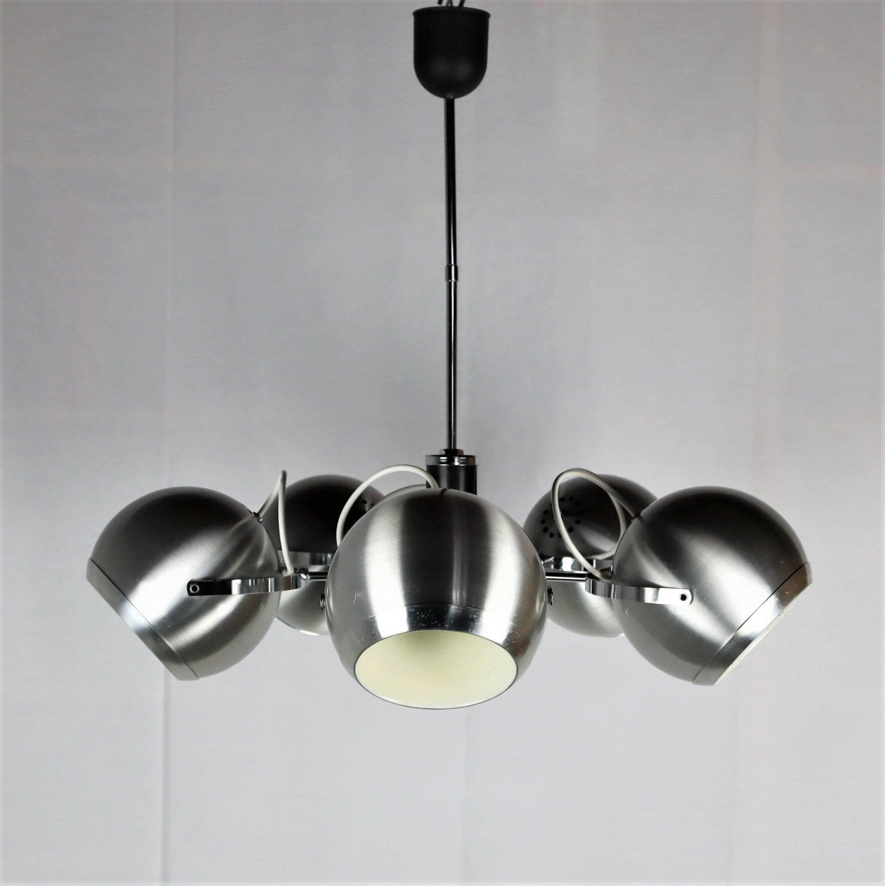 2 Vintage metal ball ceiling lamps 1960