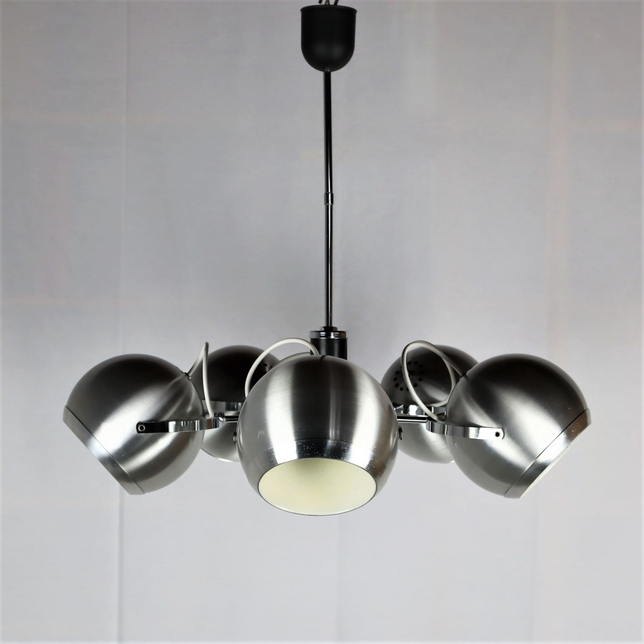 2 Vintage metal ball ceiling lamps 1960